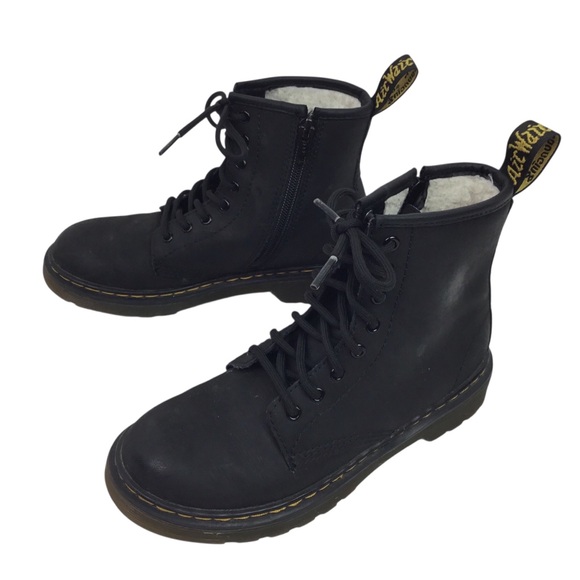 Dr Martens 1460 Serena J Leather Zip Lace Boots Youth Black